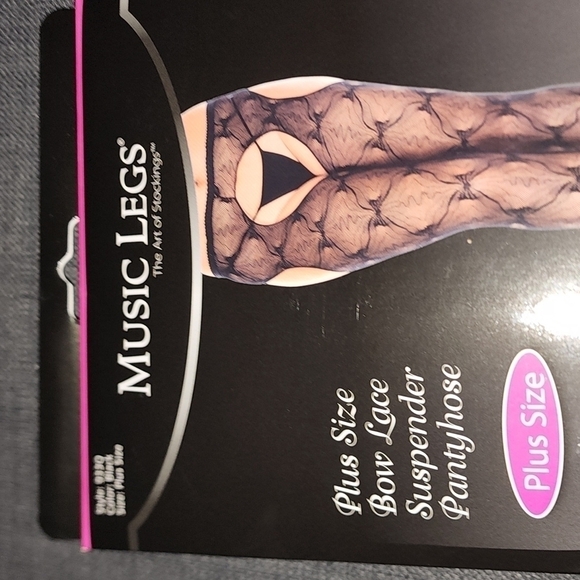 NWT Music Legs Plus Size Box Lace Suspender Panyhose - Picture 4 of 4